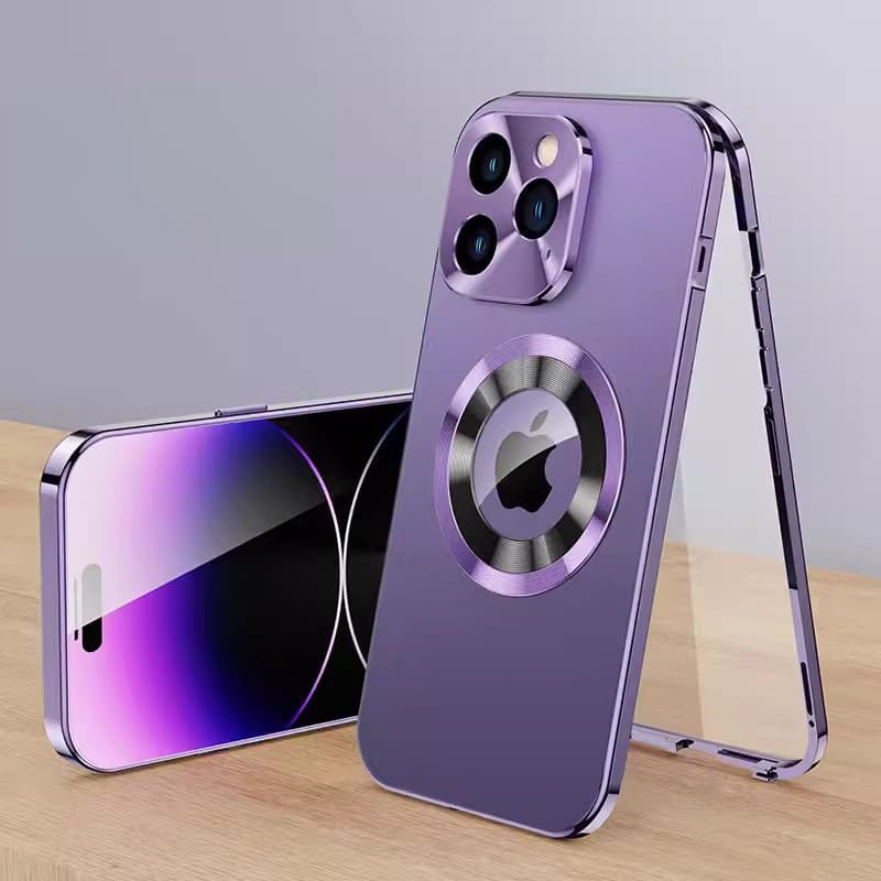 Magnetic Metal Frame Case for iPhone - Double-Sided, Shockproof, Screen Protector, Anti-Drop