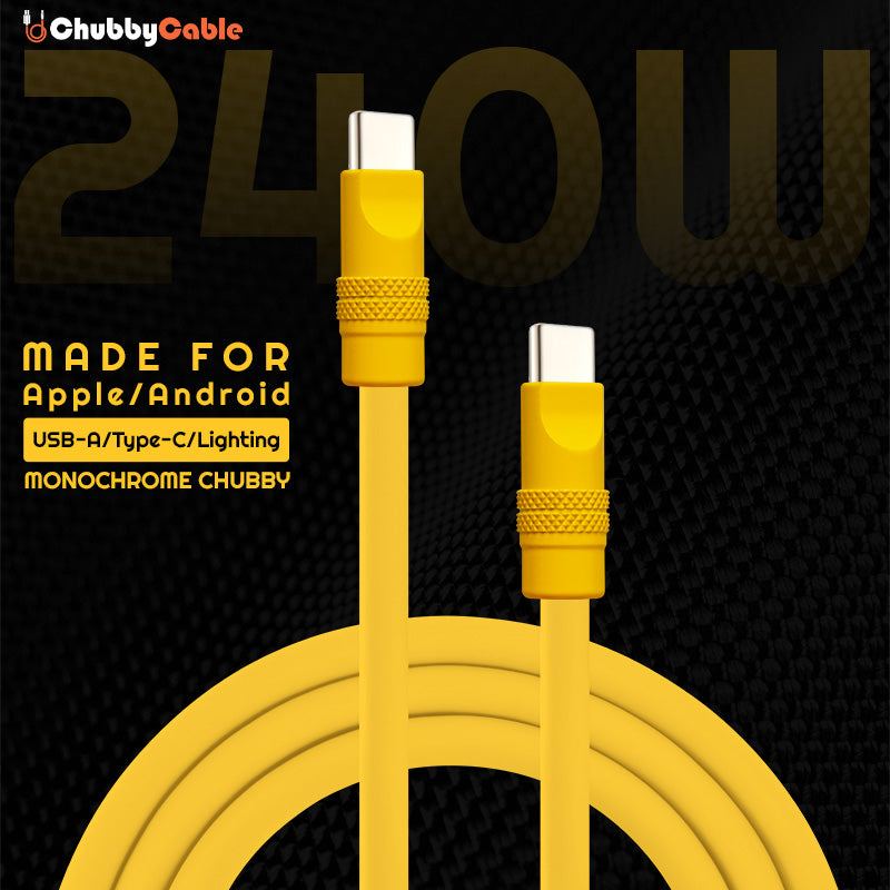"Monochrome Chubby" 240W Classic Solid Color Fast Charging Cable