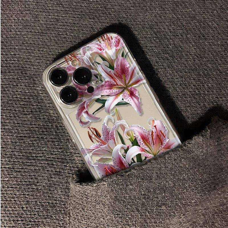Pink Lily Clear Case for iPhone – Slim, Drop-Proof & Anti-Yellowing Floral Cover