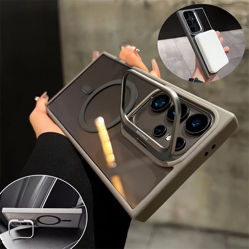 Shockproof Clear MagSafe Case with Camera Ring Stand & Lens Protector For Samsung Galaxy