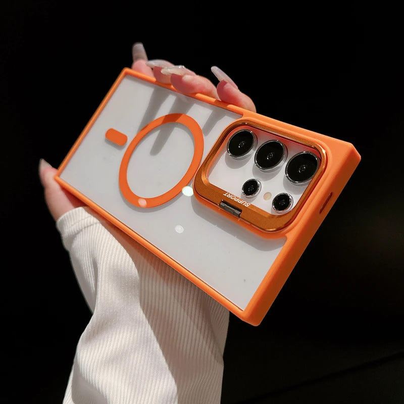 Shockproof Clear MagSafe Case with Camera Ring Stand & Lens Protector For Samsung Galaxy
