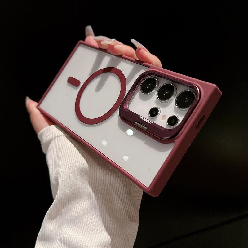 Shockproof Clear MagSafe Case with Camera Ring Stand & Lens Protector For Samsung Galaxy