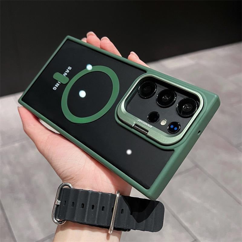 Shockproof Clear MagSafe Case with Camera Ring Stand & Lens Protector For Samsung Galaxy
