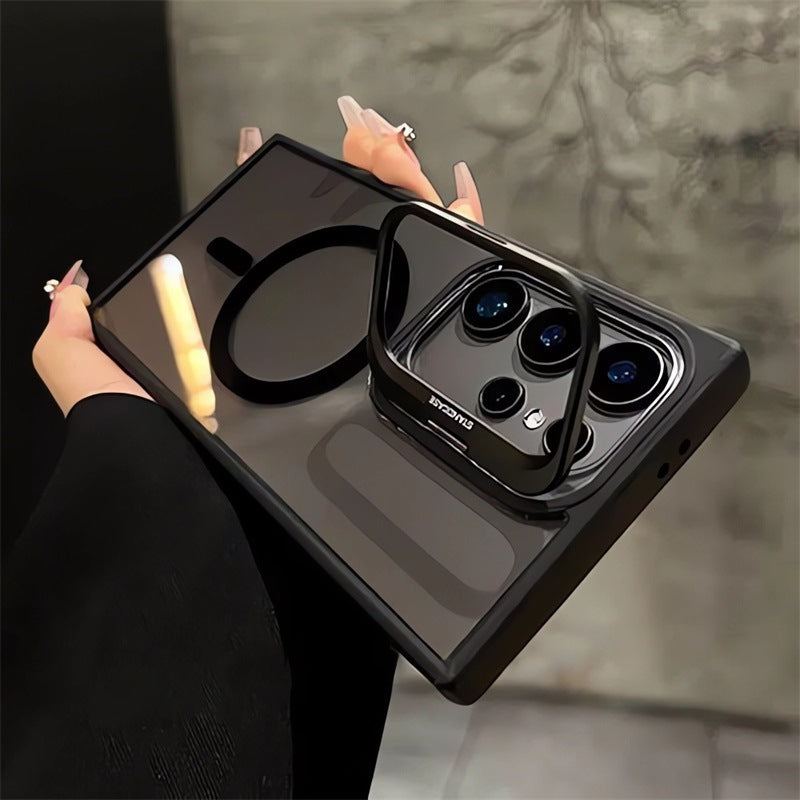 Shockproof Clear MagSafe Case with Camera Ring Stand & Lens Protector For Samsung Galaxy