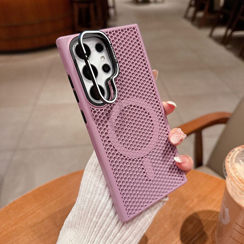 Summer Honeycomb Heat Dissipation Magnetic Skin Feeling Phone Case For Samsung