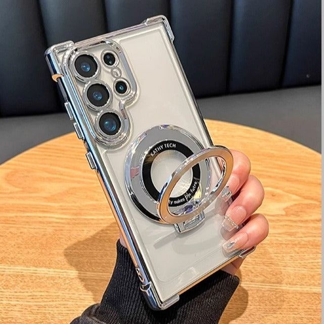 Translucent Magnetic Phone Cases with Stand and Corner Cushions for Galaxy Series