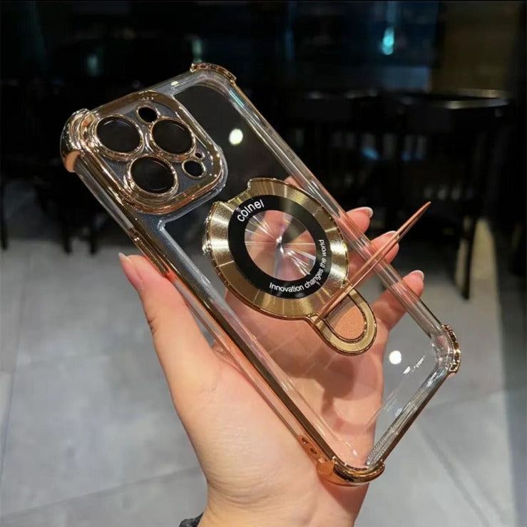 Translucent Magnetic iPhone Cover with Stand and Corner Cushions